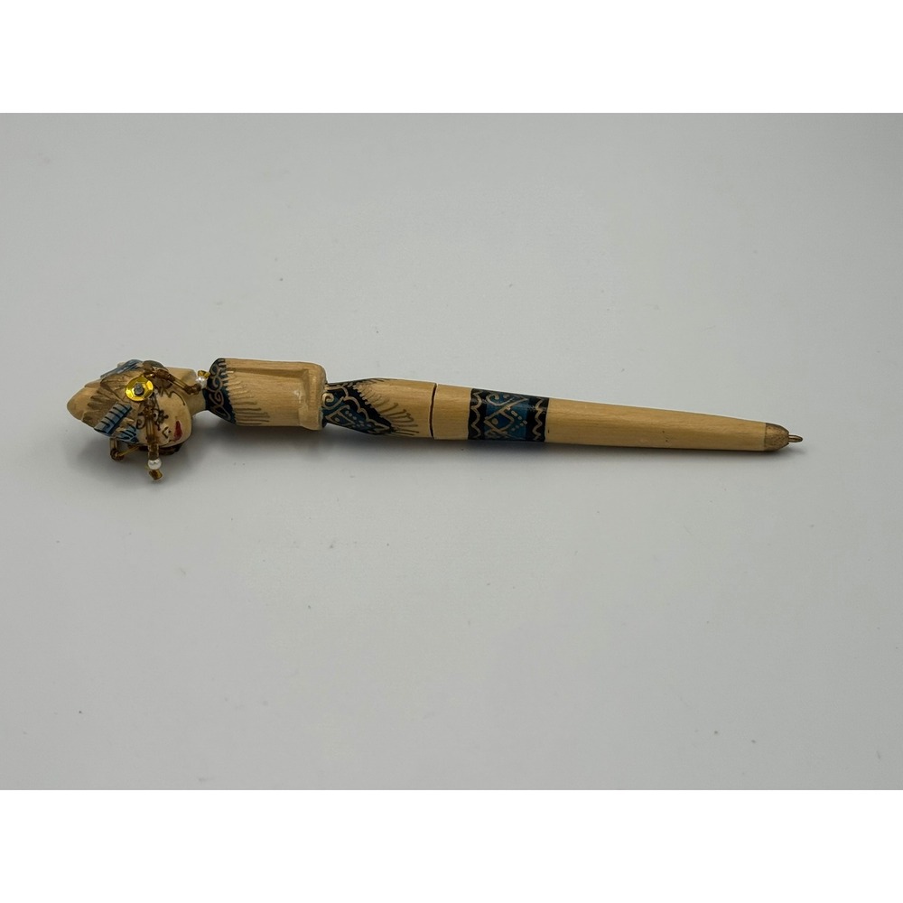 Vintage Hand Carved Wooden Dancer Ballpoint Pen Balinese Folk Art Souvenir - Picture 1 of 15